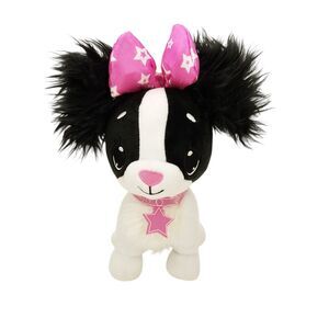 Wish Me Black White Dog Puppy Plush Lights Sounds Pink Bow Stuffed Animal Toy